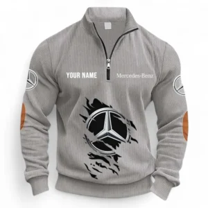 Premium Road Vehicle Half Zipper Corduroy Sweatshirt CAR491 - Light Gray