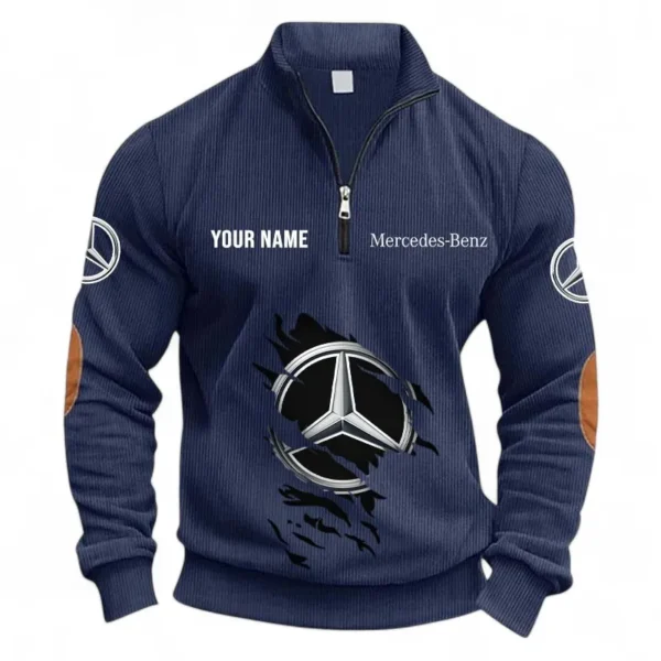 Grand Touring Auto Half Zipper Corduroy Sweatshirt CAR491 - Navy Blue