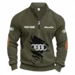 Stylish GT Car Half Zipper Corduroy Sweatshirt CAR491 - Army Green