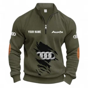 Stylish GT Car Half Zipper Corduroy Sweatshirt CAR491 - Army Green