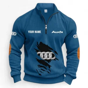 Classic Luxury Ride Half Zipper Corduroy Sweatshirt CAR491 - Denim Blue