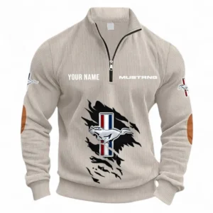 American Muscle Car Half Zipper Corduroy Sweatshirt CAR491 - Apricot