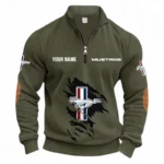 Retro Coupe Half Zipper Corduroy Sweatshirt CAR491 - Army Green
