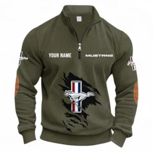 Retro Coupe Half Zipper Corduroy Sweatshirt CAR491 - Army Green
