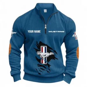 Street Racer Half Zipper Corduroy Sweatshirt CAR491 - Denim Blue