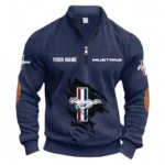 High-Horsepower Car Half Zipper Corduroy Sweatshirt CAR491 - Navy Blue