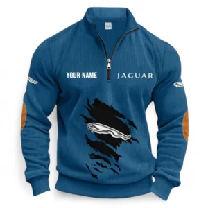 Stylish Luxury Vehicle Half Zipper Corduroy Sweatshirt CAR491 - Denim Blue