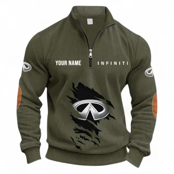 Modern Luxury Auto Half Zipper Corduroy Sweatshirt CAR491 - Army Green