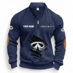 Premium Road Vehicle Half Zipper Corduroy Sweatshirt CAR491 - Navy Blue