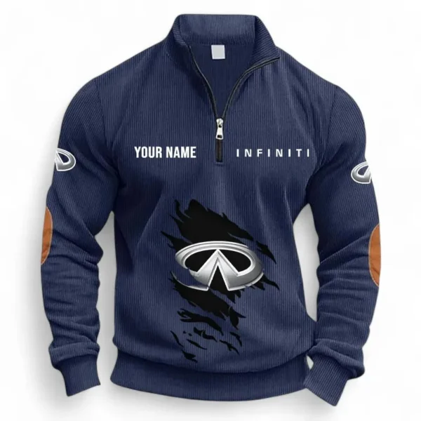 Premium Road Vehicle Half Zipper Corduroy Sweatshirt CAR491 - Navy Blue