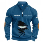 Sleek Roadster Half Zipper Corduroy Sweatshirt CAR491 - Denim Blue