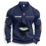 Luxury Supercar Half Zipper Corduroy Sweatshirt CAR491 - Navy Blue