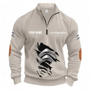 Efficient Vehicle Half Zipper Corduroy Sweatshirt CAR491 - Apricot