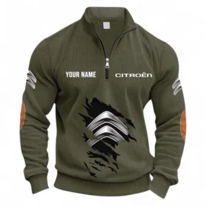 European Car Half Zipper Corduroy Sweatshirt CAR491 - Army Green