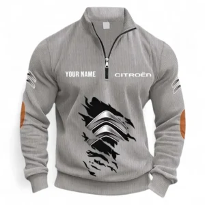 Comfortable Sedan Half Zipper Corduroy Sweatshirt CAR491 - Light Gray