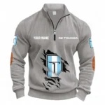 Luxury Muscle Half Zipper Corduroy Sweatshirt CAR491 - Light Gray