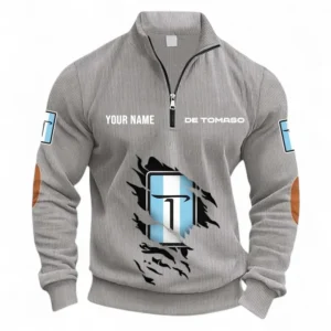 Luxury Muscle Half Zipper Corduroy Sweatshirt CAR491 - Light Gray