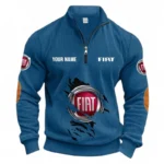 Compact Utility Vehicle Half Zipper Corduroy Sweatshirt CAR491 - Denim Blue