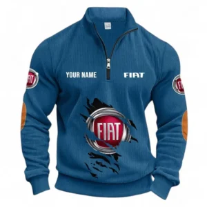 Compact Utility Vehicle Half Zipper Corduroy Sweatshirt CAR491 - Denim Blue