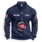 Urban-Friendly Vehicle Half Zipper Corduroy Sweatshirt CAR491 - Navy Blue
