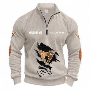 Race-Inspired Car Half Zipper Corduroy Sweatshirt CAR491 - Apricot