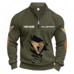 Modern Muscle Car Half Zipper Corduroy Sweatshirt CAR491 - Army Green