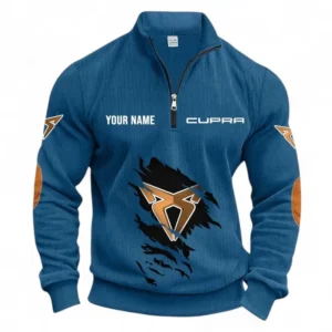 Track-Ready Ride Half Zipper Corduroy Sweatshirt CAR491 - Denim Blue