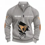Hot Hatch Half Zipper Corduroy Sweatshirt CAR491 - Light Gray