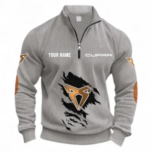 Hot Hatch Half Zipper Corduroy Sweatshirt CAR491 - Light Gray