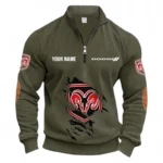 Street Machine Half Zipper Corduroy Sweatshirt CAR491 - Army Green