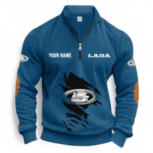 Family Car Half Zipper Corduroy Sweatshirt CAR491 - Denim Blue