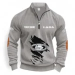 Everyday Car Half Zipper Corduroy Sweatshirt CAR491 - Light Gray