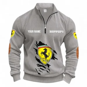 Precision Engineered Car Half Zipper Corduroy Sweatshirt CAR491 - Light Gray