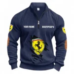 Iconic Performance Vehicle Half Zipper Corduroy Sweatshirt CAR491 - Navy Blue