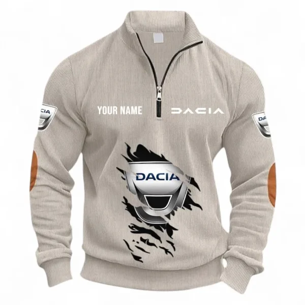 Speed-Oriented Automobile Half Zipper Corduroy Sweatshirt CAR491 - Apricot