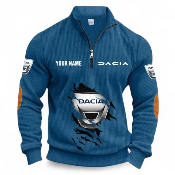 Practical Auto Half Zipper Corduroy Sweatshirt CAR491 - Denim Blue