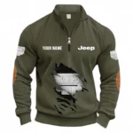 Outdoor Adventure Vehicle Half Zipper Corduroy Sweatshirt CAR491 - Army Green