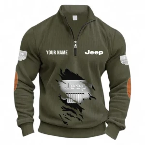 Outdoor Adventure Vehicle Half Zipper Corduroy Sweatshirt CAR491 - Army Green