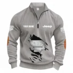 Compact Off-Road Vehicle Half Zipper Corduroy Sweatshirt CAR491 - Light Gray