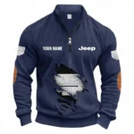 Utility 4x4 Manufacturer Half Zipper Corduroy Sweatshirt CAR491 - Navy Blue