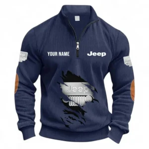 Utility 4x4 Manufacturer Half Zipper Corduroy Sweatshirt CAR491 - Navy Blue