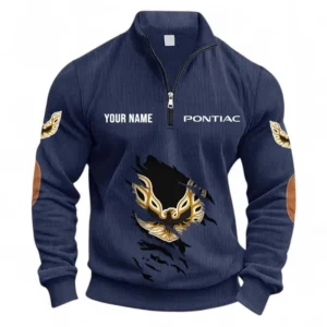 Iconic Classic Vehicle Half Zipper Corduroy Sweatshirt CAR491 - Navy Blue