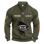 Practical Crossover Half Zipper Corduroy Sweatshirt CAR491 - Army Green