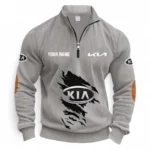 Passenger Ride Half Zipper Corduroy Sweatshirt CAR491 - Light Gray