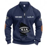 Reliable Automobile Half Zipper Corduroy Sweatshirt CAR491 - Navy Blue