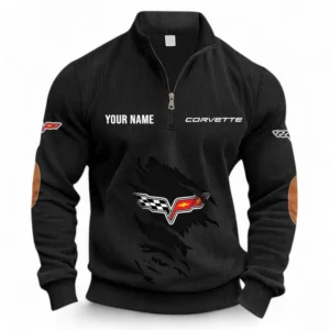 Race-Inspired Car Half Zipper Corduroy Sweatshirt CAR491 - Black