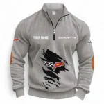 Sports Car Half Zipper Corduroy Sweatshirt CAR491 - Light Gray