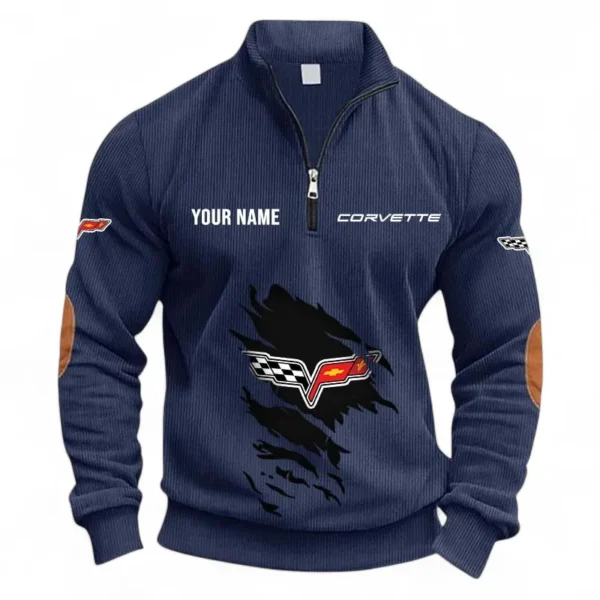 High-Performance Coupe Half Zipper Corduroy Sweatshirt CAR491 - Navy Blue