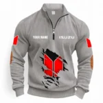 Fleet-Ready Vehicle Half Zipper Corduroy Sweatshirt CAR491 - Light Gray