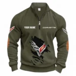 High-Performance Coupe Half Zipper Corduroy Sweatshirt CAR491 - Army Green